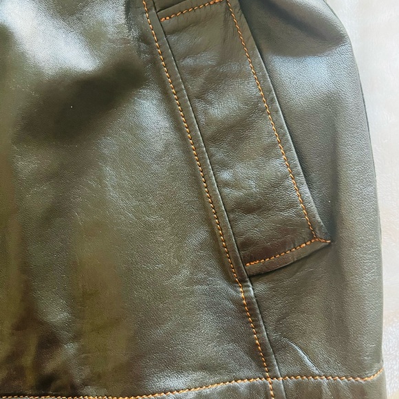 Bohemian New York Street Style Dark Green Leather Blazer by Jakett. - Picture 6 of 7